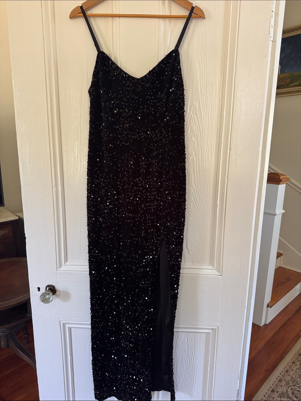 Black Sequined Formal Evening Gown size M